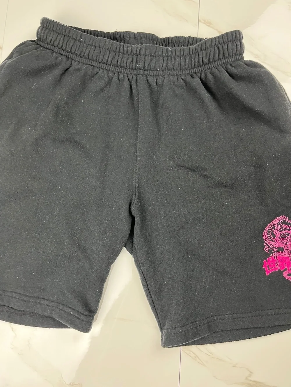 Black Shorts with Pink Dragon Graphic Size M Casual